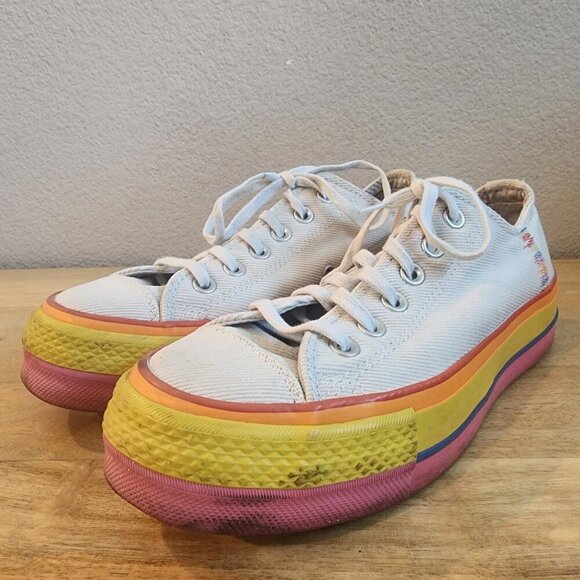 Converse 1908 Chuck Taylor All Star Lift Low White Sneaker Shoes Womens 7.5 - Picture 7 of 13